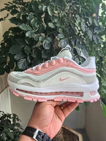 Nike Air Max 97 White Grey Pink Women's Running Shoes-025